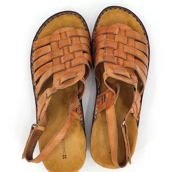 Naturalizer 10W Tan brown slip on velcro heel strap sandals cute summer vacation - Picture 3 of 5